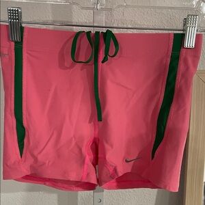 Nike Pink Swim Shorts with Green Accents